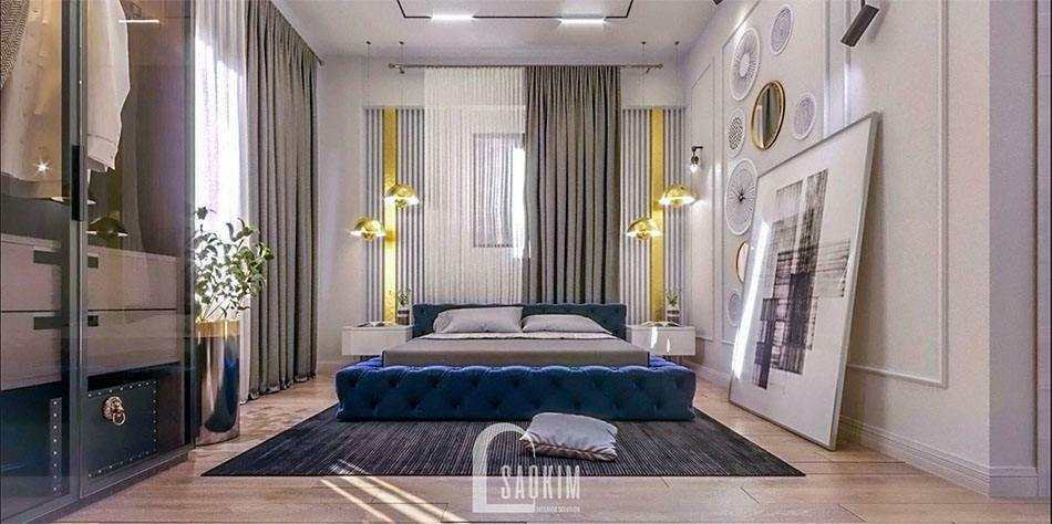 Mẫu thiết kế nội thất không gian phòng ngủ 2 biệt thự 240m2 ở Hải Phòng