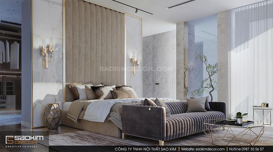 Thiết kế nội thất biệt thự có bể bơi trong nhà - phòng ngủ master