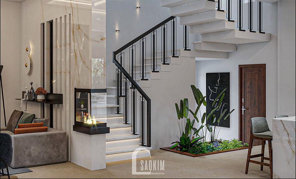 Khu vực tiền sảnh biệt thự 2 tầng 120m2