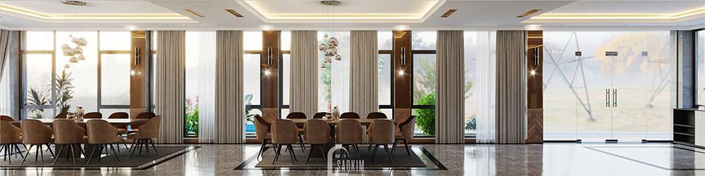 Thiết kế phòng ăn biệt thự nghỉ dưỡng đẹp tại Ba Vì theo phong cách hiện đại