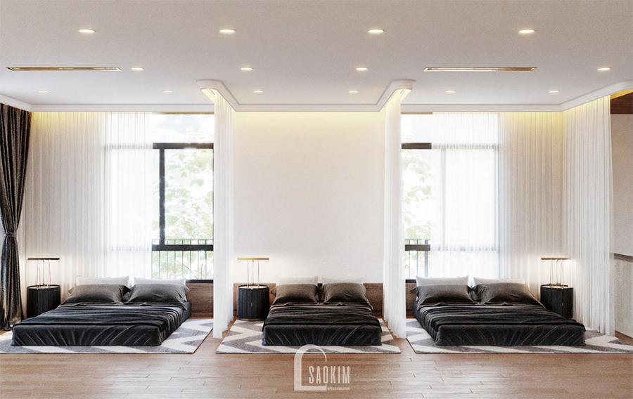 Mỗi không gian ngủ nhỏ đều có đầy đủ tiện nghi cần thiết như đệm, chăn gối, tab đầu giường,...