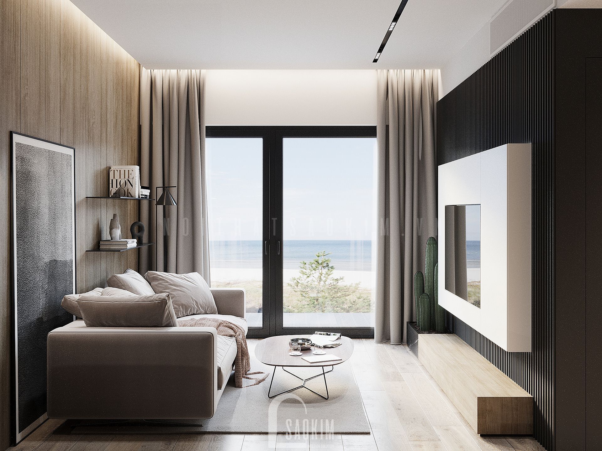 THIẾT KẾ NỘI THẤT CĂN HỘ CHUNG CƯ THE TONKIN 43M2 PHONG CÁCH HIỆN ĐẠI