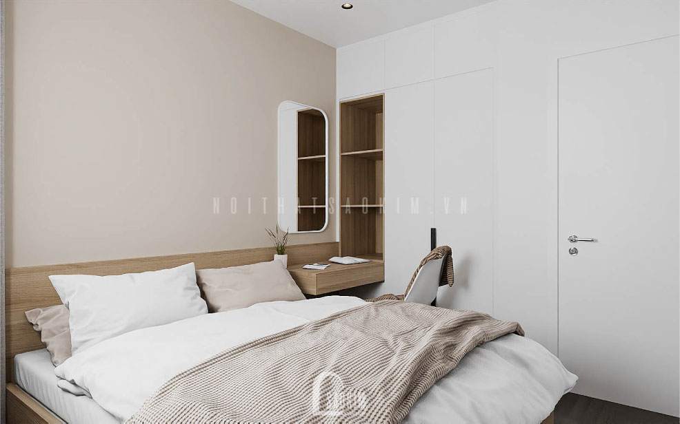 Tông màu chủ đạo của phòng ngủ là trắng hồng theo sở thích của bé