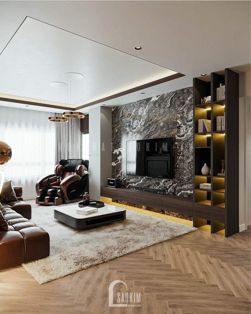 Tủ tivi có nhiều hốc vừa tiết kiệm không gian vừa tăng thêm tính thẩm mỹ