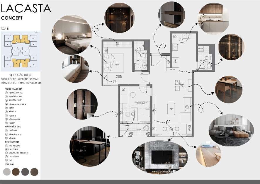 Bản thiết kế nội thất chung cư La Casta Văn Phú 94m2