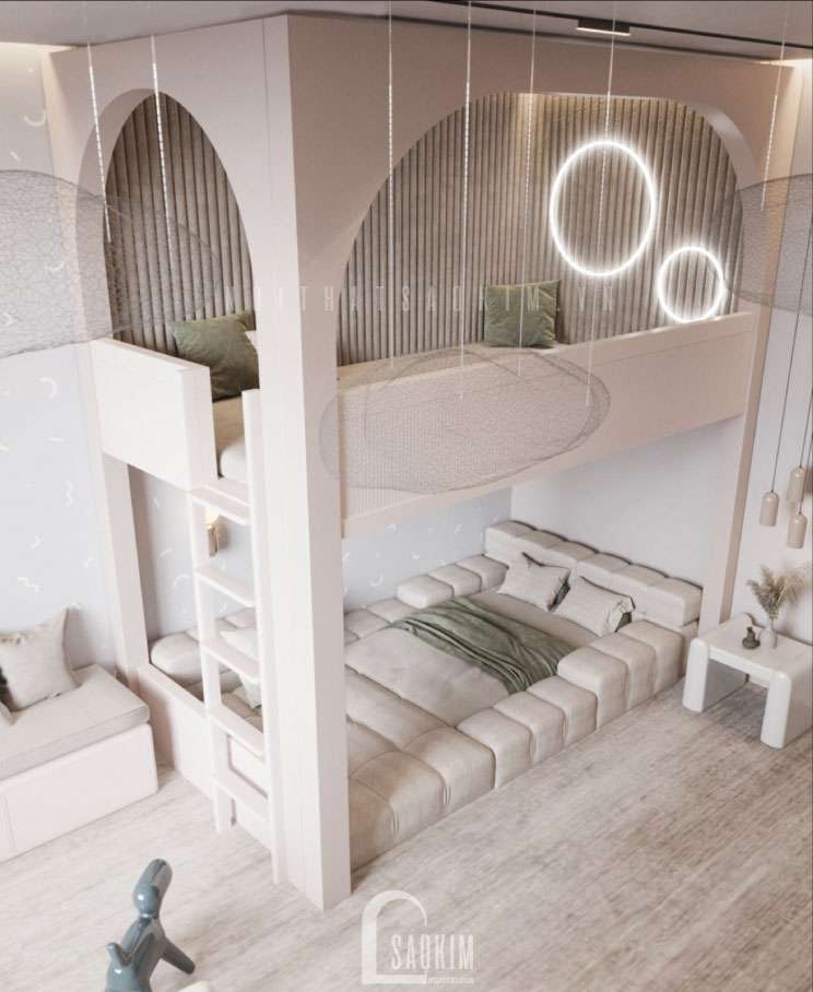 Sử dụng gam màu hồng nhẹ nhàng tạo cảm giác thích thú cho bé