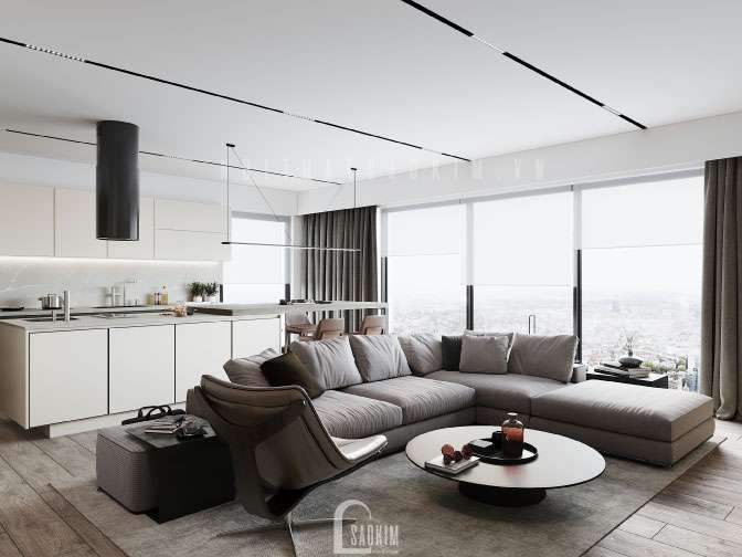 Không gian phòng khách mang vẻ đẹp hài hòa, tự nhiên