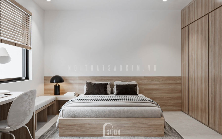 Khung cảnh phòng ngủ cho bé lớn từ dưới lên