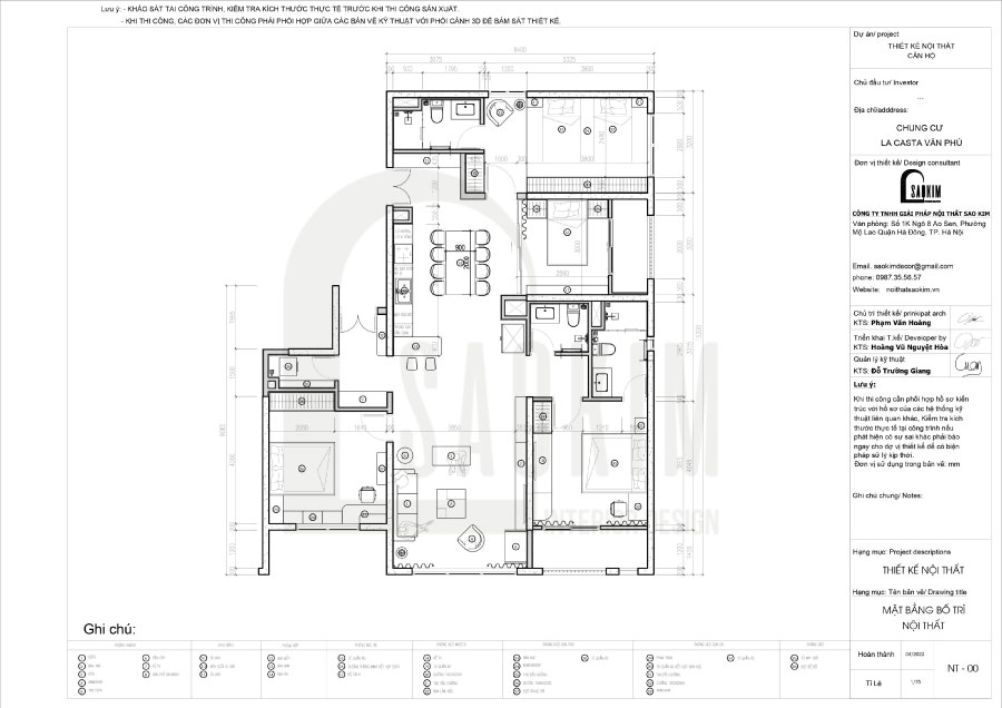Bản vẽ mặt bằng thiết kế nội thất chung cư Lacasta Văn Phú 160m2