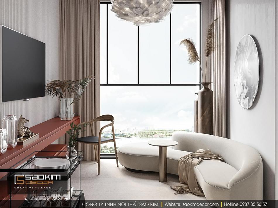 Thiết kế nội thất phòng khách chung cư nhỏ Vinhome D'capitale