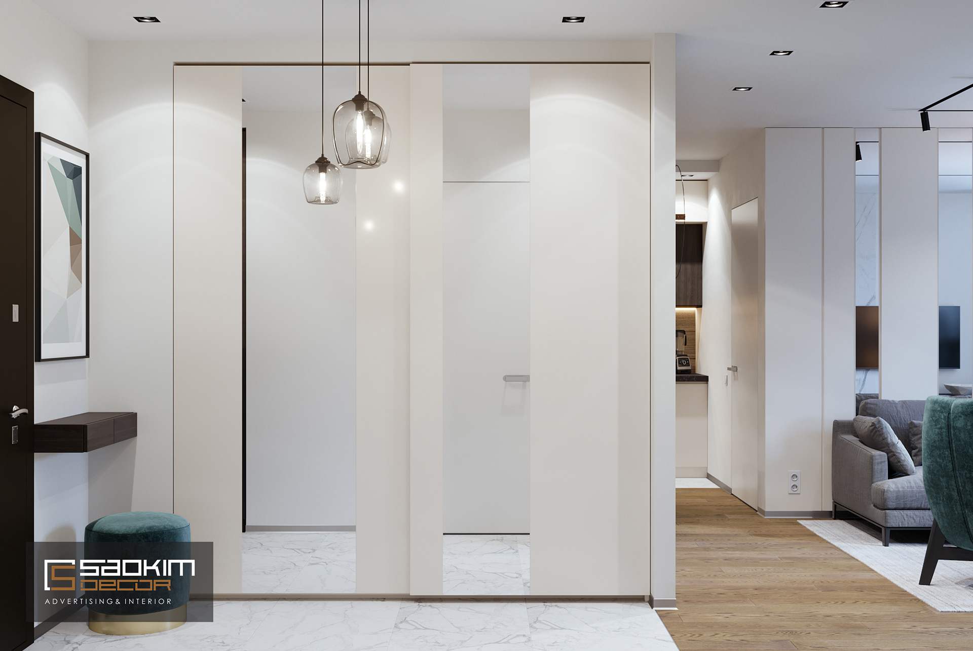 Thiết kế hành lang chung cư hiện đại TNR Goldmark City