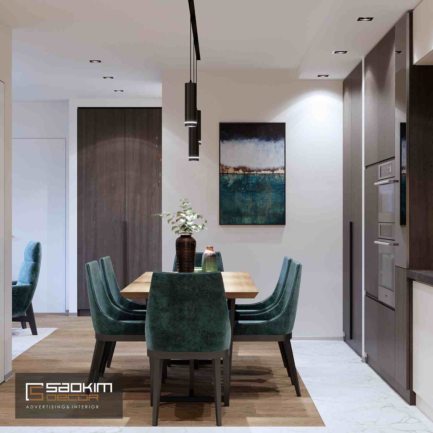 Thiết kế nội thất phòng bếp chung cư hiện đại TNR Goldmark City