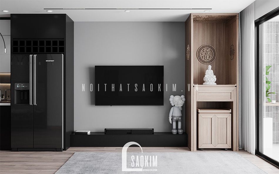 Thiết kế căn hộ phong cách hiện đại 92m2 Thiên Niên Kỷ (Ha Tay Millennium) gam màu xám