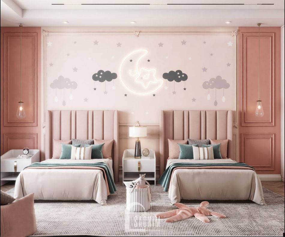 Mẫu thiết kế phòng ngủ cho bé căn hộ 84m2 chung cư The Zei