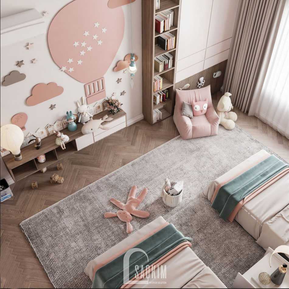 Mẫu thiết kế căn hộ 84m2 2 phòng ngủ chung cư The Zei