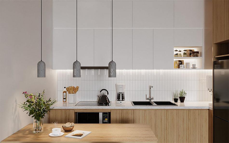 Thiết kế phòng bếp chung cư 75m2 Le Grand Jardin Sài Đồng