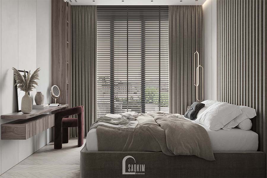 Thiết kế thi công nội thất phòng ngủ master cư Mullberry Lane 113m2 vẻ đẹp sang trọng, ấm cúng