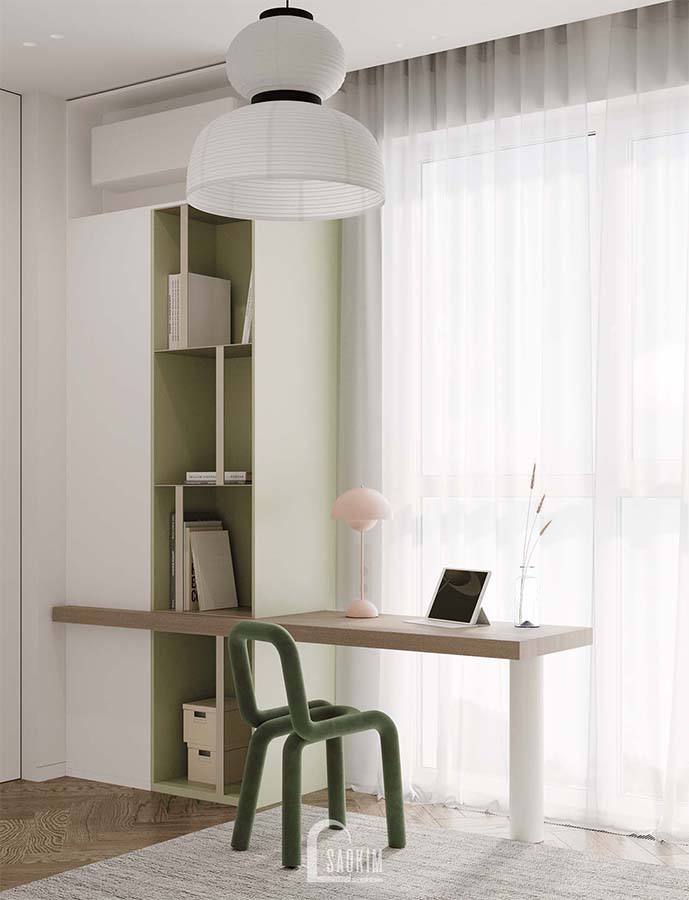 Thiết kế thi công nội thất phòng ngủ cho bé chung cư Mullberry Lane với hệ giường tầng và màu pastel nhẹ nhàng, tươi sáng