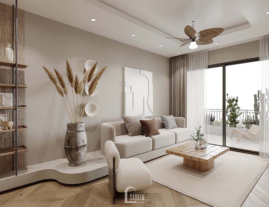 Thiết kế chung cư phong cách Wabi Sabi dự án Feliz Homes Hoàng Mai 120m2