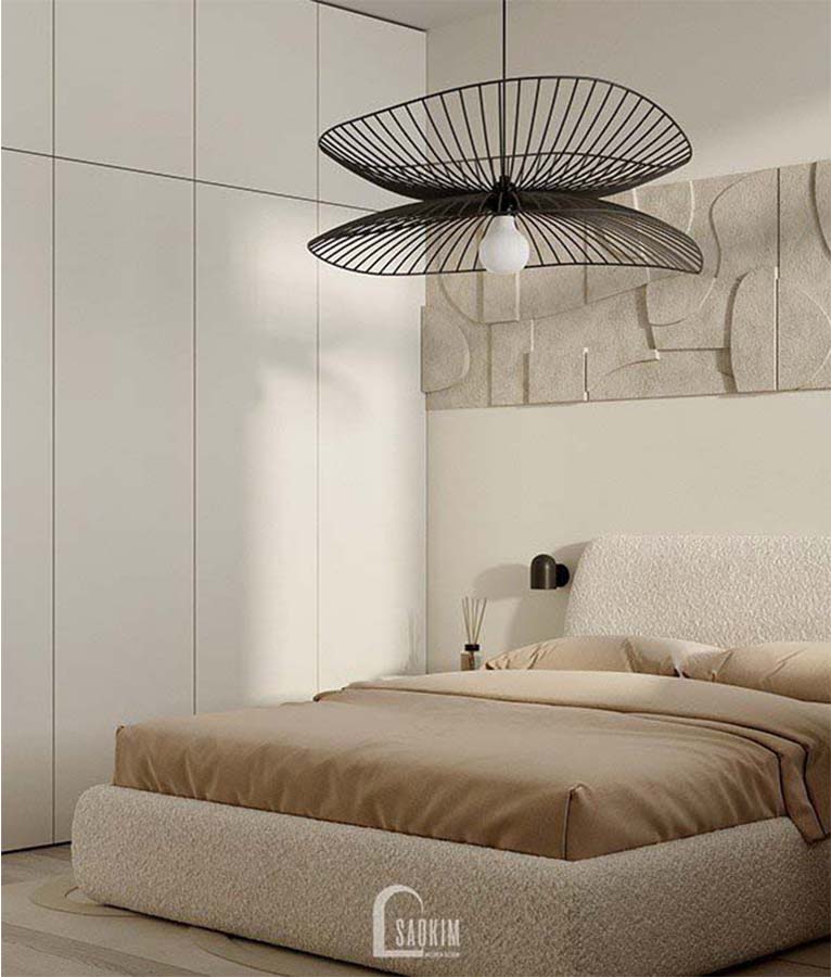 Thiết kế phòng ngủ 2 chung cư phong cách Wabi Sabi dự án Feliz Homes Hoàng Mai 120m2