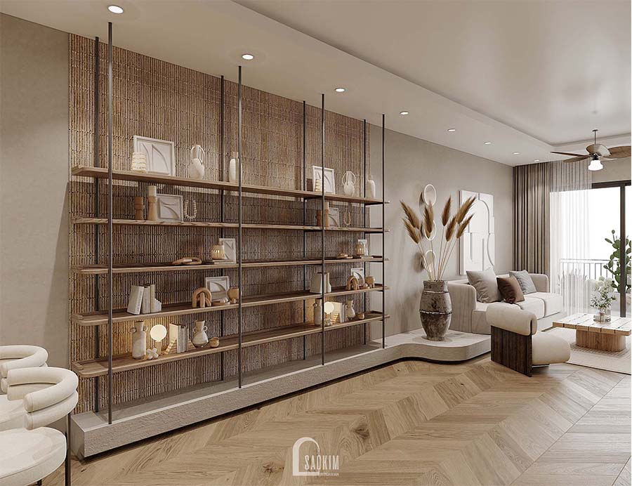 Thiết kế chung cư phong cách Wabi Sabi dự án Feliz Homes Hoàng Mai 120m2