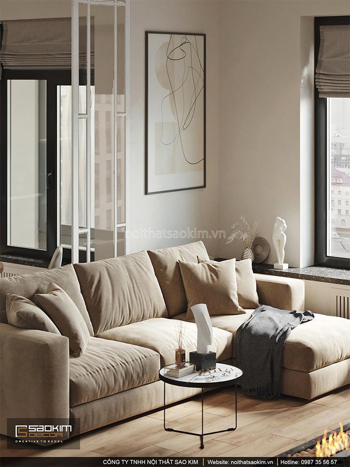 Thiết kế nội thất phòng khách chung cư 6TH Element