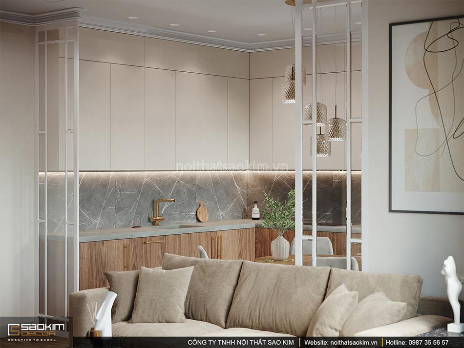 Thiết kế nội thất phòng ăn và bếp chung cư