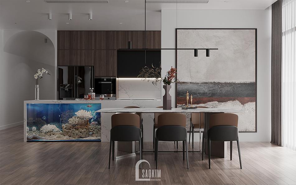 Thiết kế nội thất phòng ăn căn hộ chung cư The Zen Gamuda hiện đại, cao cấp