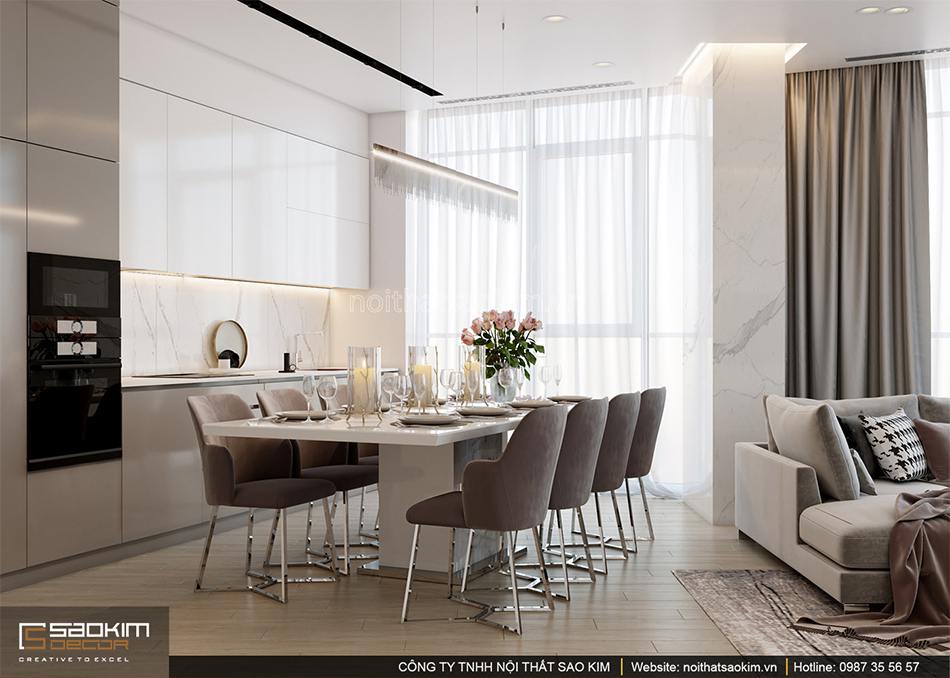 Thiết kế phòng bếp căn hộ chung cư Sun Grand City