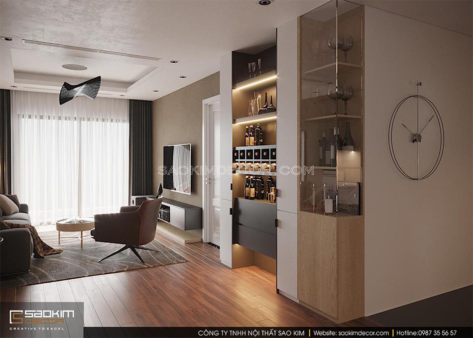 Thiết kế phòng khách chung cư phong cách Đài Loan