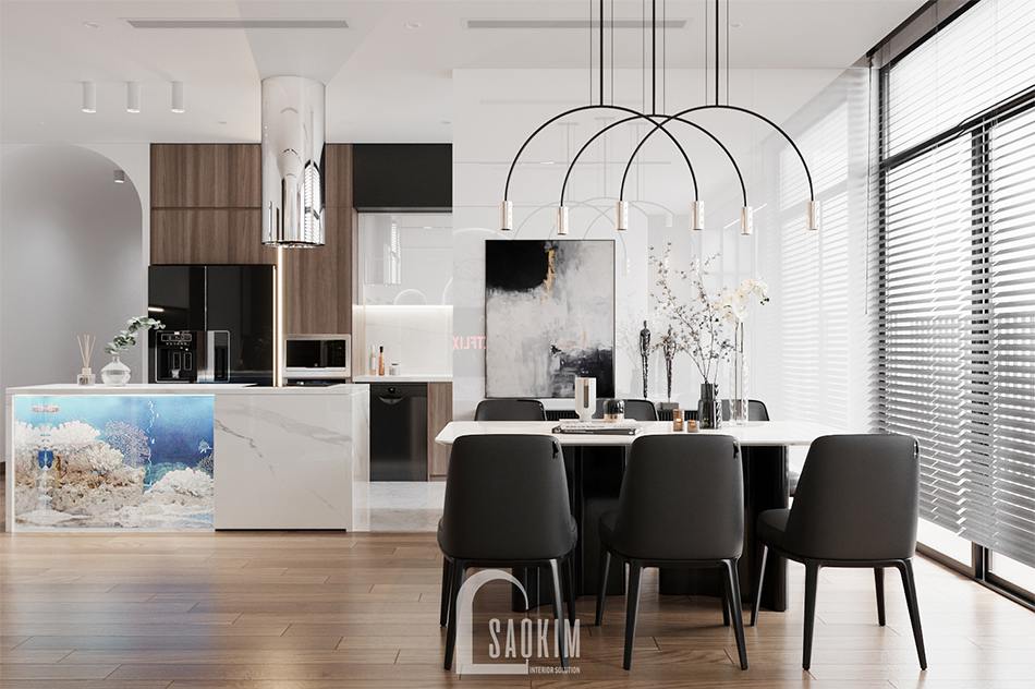 Thiết kế phòng ăn chung cư The Zen Gamuda theo phong cách hiện đại