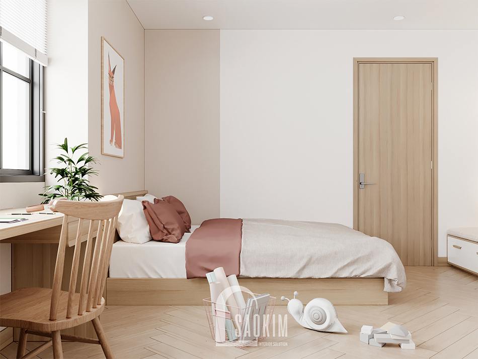 Thiết kế phòng ngủ cho bé chung cư 90m2 bàn giao thô dự án Thiên Niên Kỷ (TSQ)