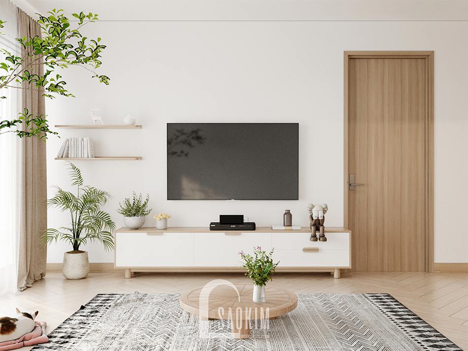 Thiết kế phòng khách chung cư 90m2 bàn giao thô dự án Thiên Niên Kỷ (TSQ)