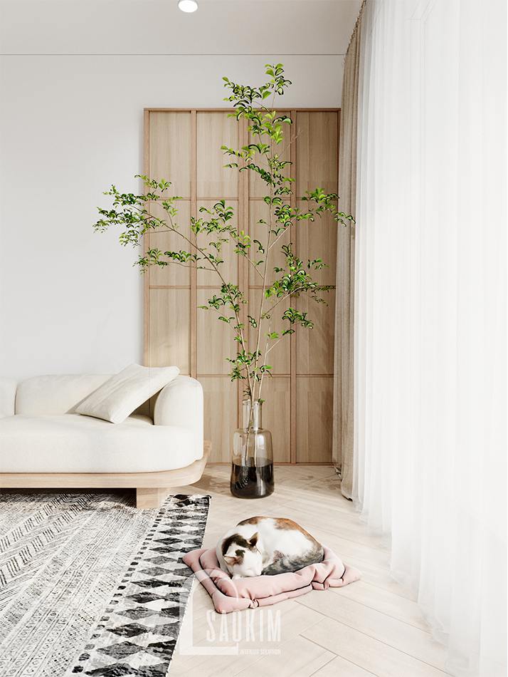 Thiết kế nội thất chung cư 90m2 bàn giao thô dự án Thiên Niên Kỷ (TSQ)