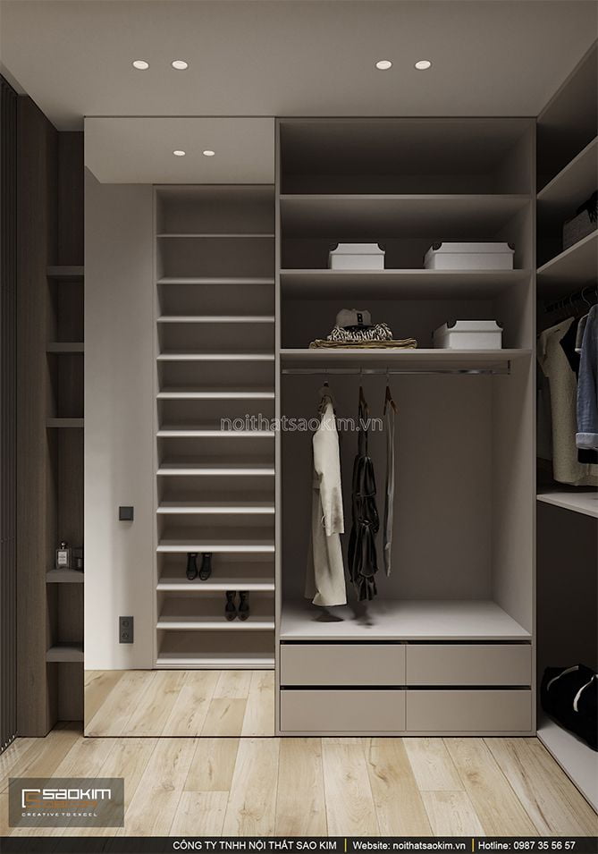 Thiết kế phòng thay đồ chung cư 93m2 Indochina Plaza
