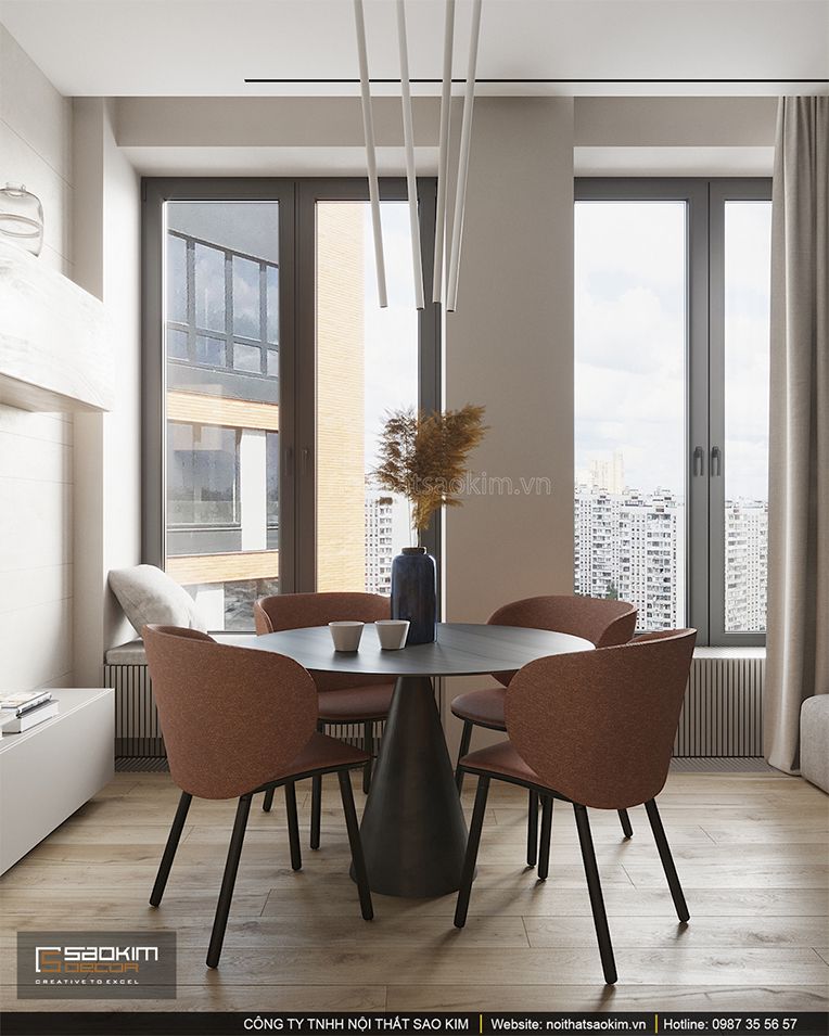 Thiết kế phòng ăn chung cư 93m2 Indochina Plaza