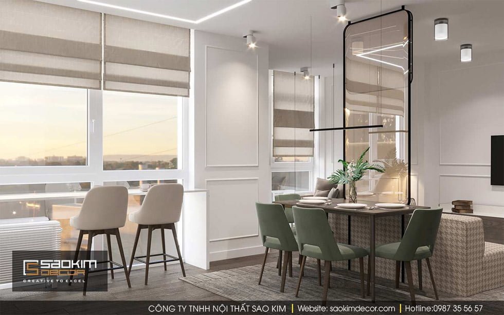 Thiết kế khu vực bàn ăn chung cư Gold Tower