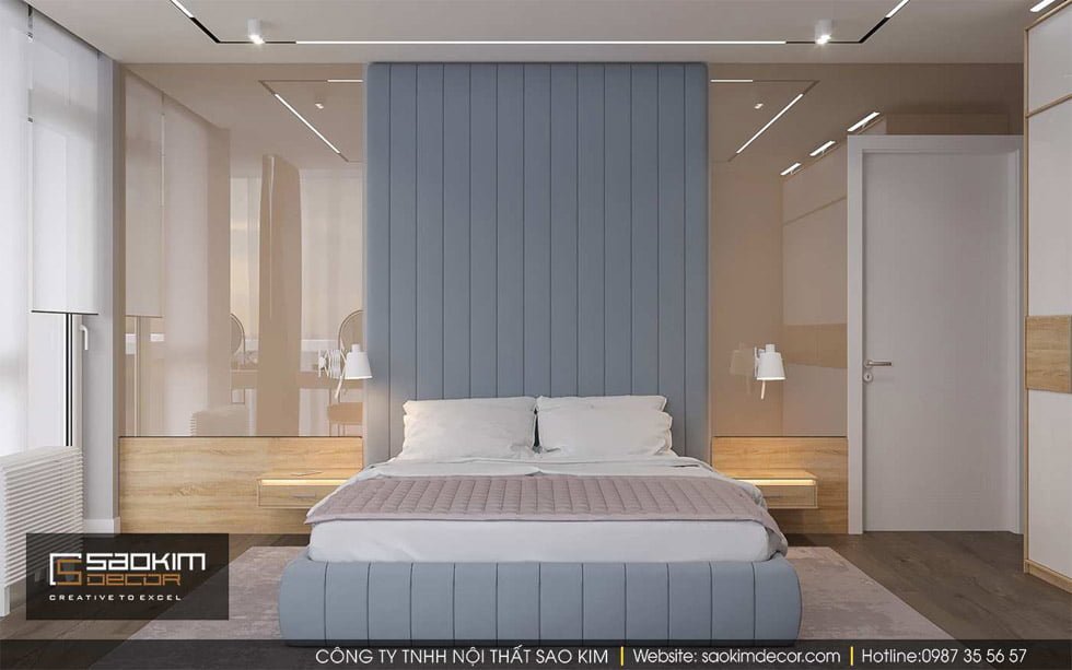 Thiết kế phòng ngủ master chung cư Gold Tower Nguyễn Trãi