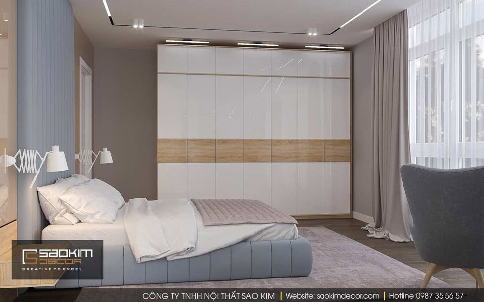 Thiết kế phòng ngủ master chung cư Gold Tower Nguyễn Trãi