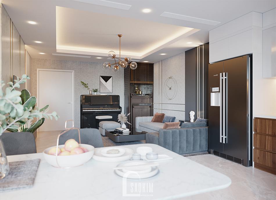 Thiết kế phòng khách chung cư Golden Park 96m2