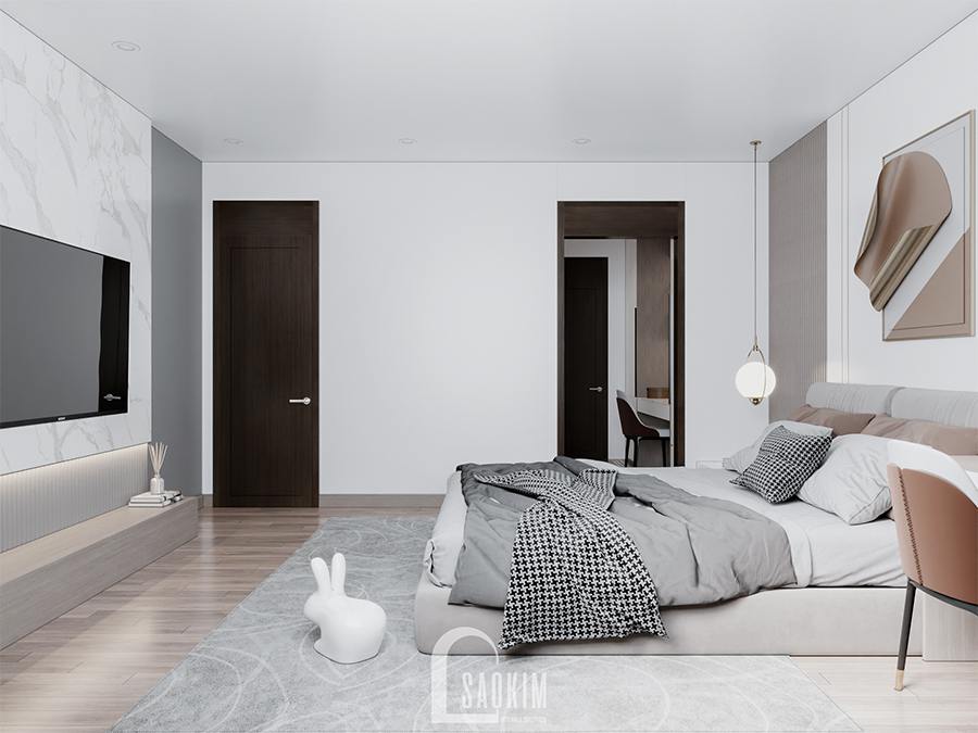 Thiết kế phòng ngủ master chung cư phong cách hiện đại Huyndai Hillstate đẹp tinh tế, cuốn hút