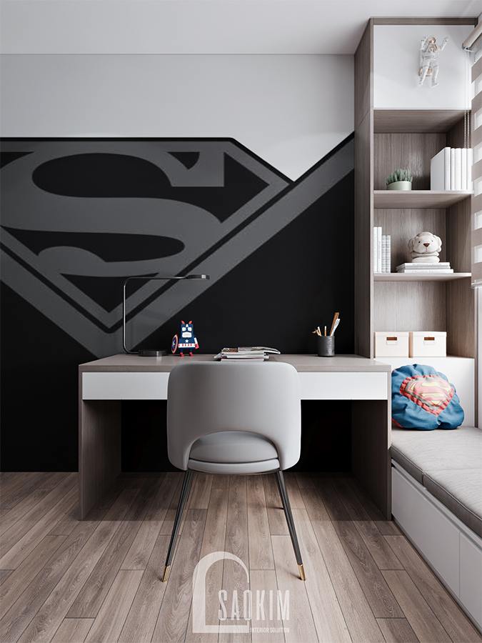 Thiết kế chung cư phong cách hiện đại Huyndai Hillstate - phòng ngủ bé trai