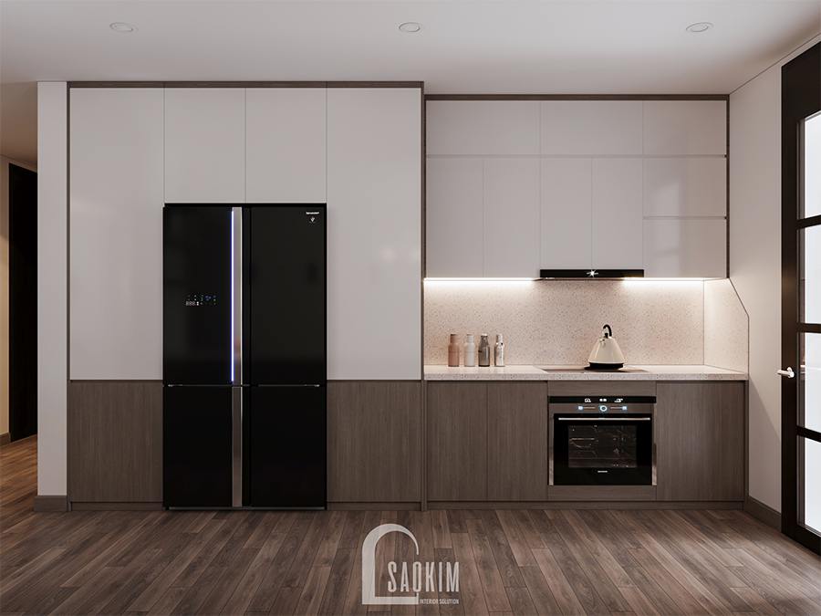 Thiết kế phòng bếp chung cư phong cách hiện đại Huyndai Hillstate