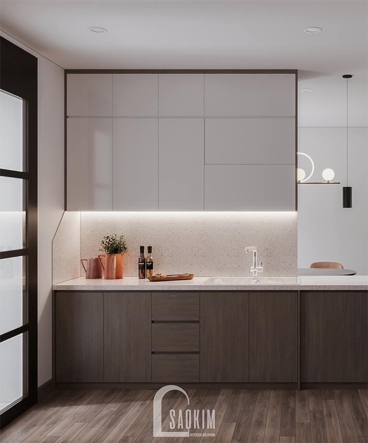 Thiết kế phòng bếp chung cư phong cách hiện đại Huyndai Hillstate khiến ai cũng muốn vào bếp