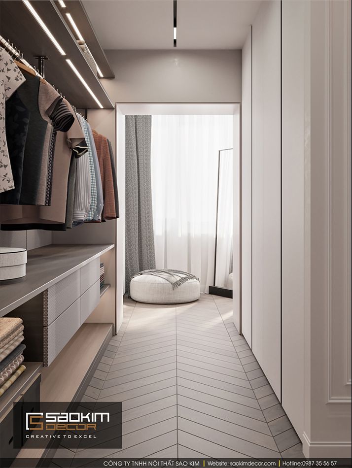 Thiết kế nội thất phòng thay đồ căn hộ Vinhome Ocean Park
