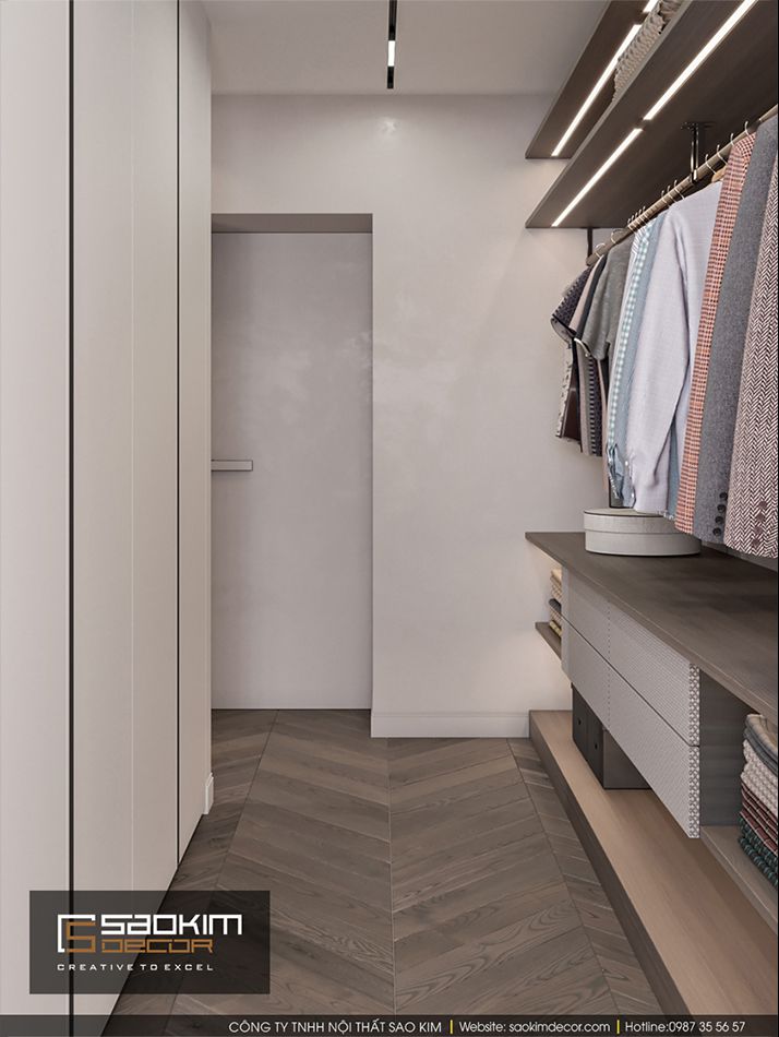 Thiết kế nội thất phòng thay đồ căn hộ Vinhome Ocean Park