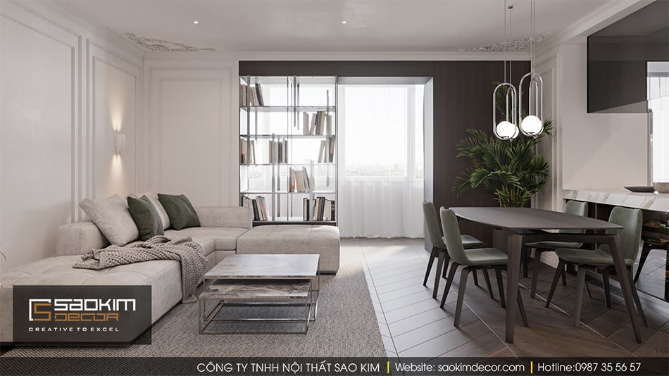 Thiết kế phòng khách căn hộ Vinhome Ocean Park