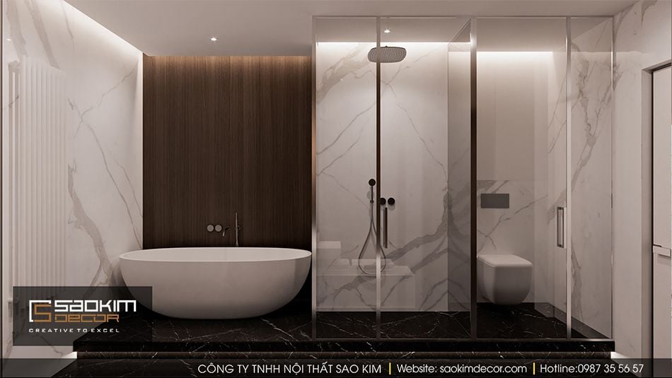 Thiết kế nội thất phòng tắm căn hộ Vinhome Ocean Park