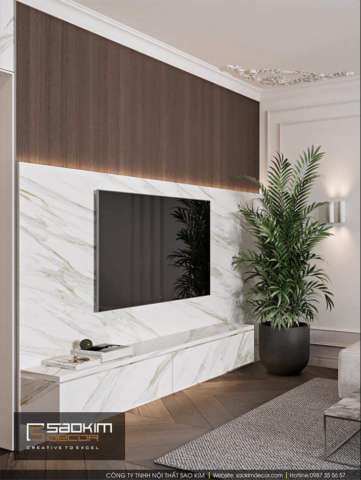 Thiết kế phòng khách căn hộ chung cư mang vẻ đẹp thanh thoát, trang nhã