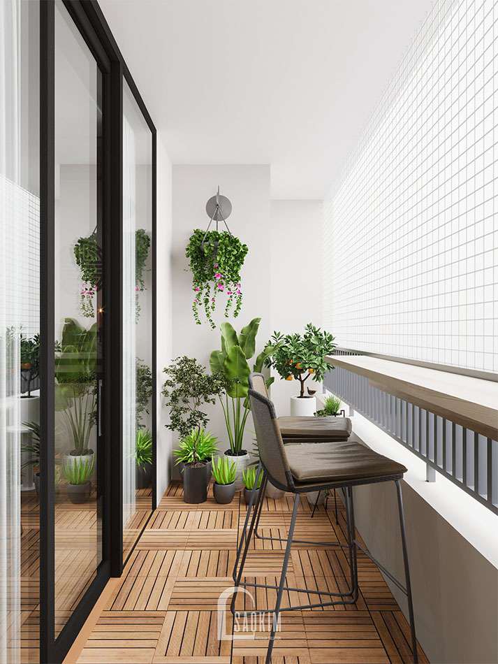 Thiết kế logia chung cư 120m2 Packexim Tây Hồ hiện đại, thư giãn